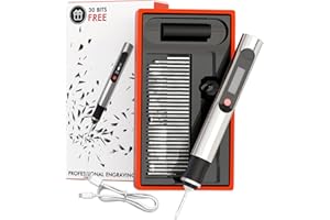 WACIEO Portable DIY Engraving Pen – Cordless Electric Engraver Pen with 30 Bits - Mini USB Rechargable Etching Machine for Beginner, DIYers and Artists - Engraved Jewelry Glass Stone Metal Plastic Wood Resin