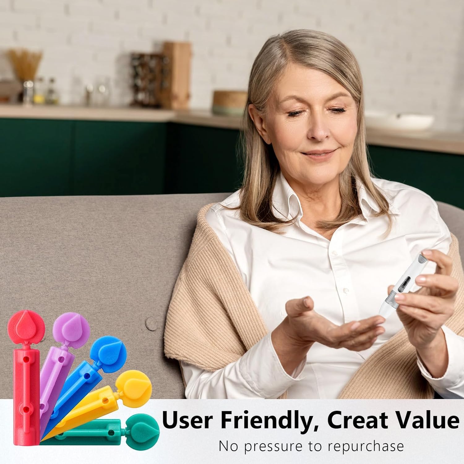 CareLiving Lancets for Diabetes Testing - 30 Gauge Diabetic Lancets for Blood Testing and Glucose Testing - Fits Most Lancing Devices - 310 Count (Colourful)