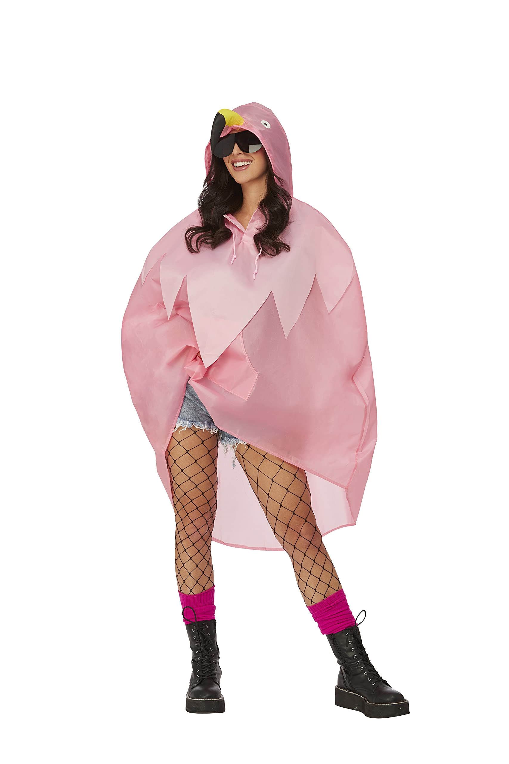 Costume and Party Store Festival Party Showerproof One Size Unisex Animal Adult Flamingo Poncho