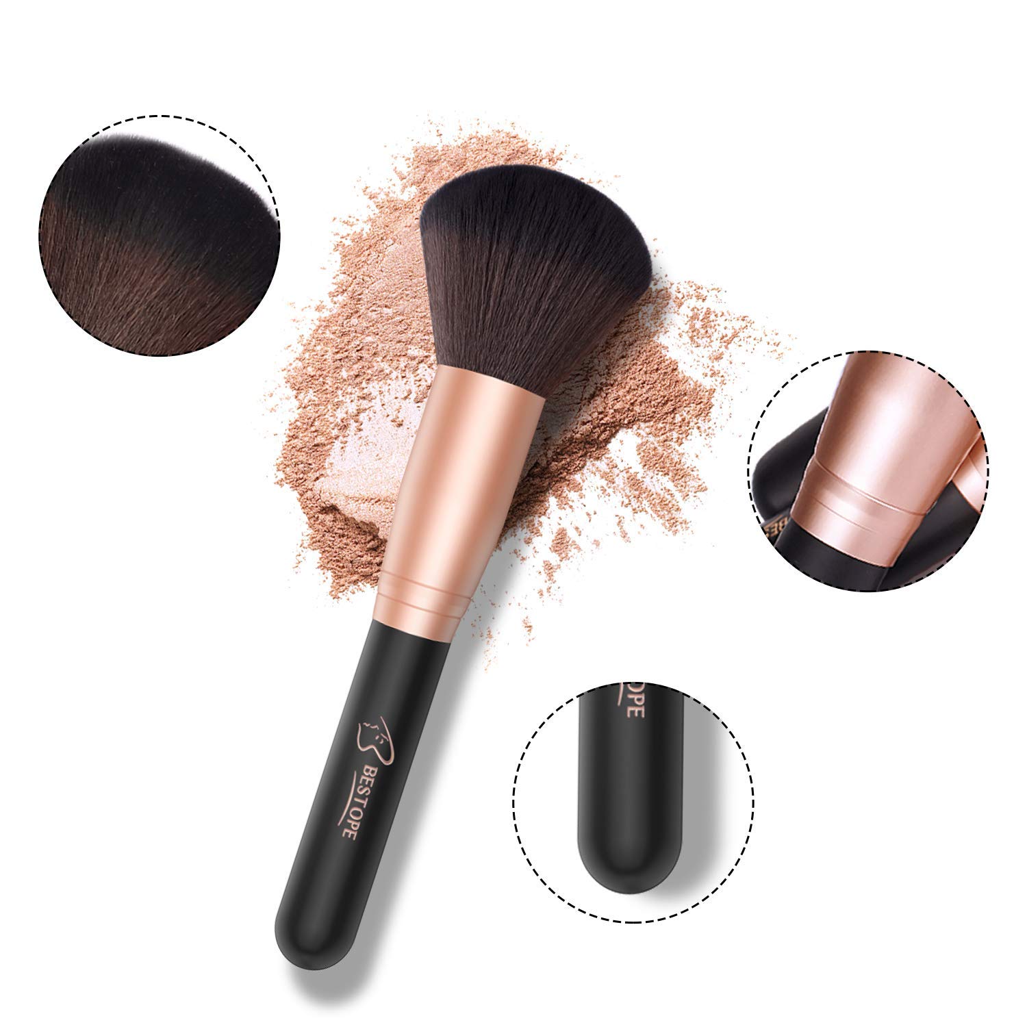 BESTOPE 18 Pcs Makeup Brush Set Premium Synthetic Fan Foundation Powder Kabuki Brushes Concealers Eye Shadows Make Up Brushes Kit: Beauty