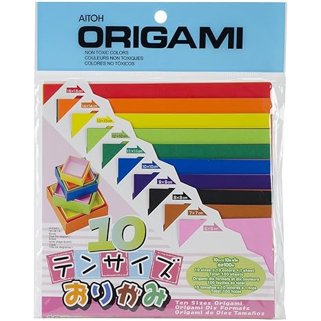 Aitoh Origami Paper Ten Assorted Size 100 Pack