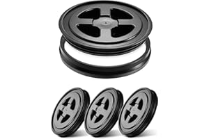 Quzzil 4 Pieces 5 Gallon Screw Top Lids Leak Proof Bucket Seal Lid for Plastic Bucket Compatible with Gamma (Black)