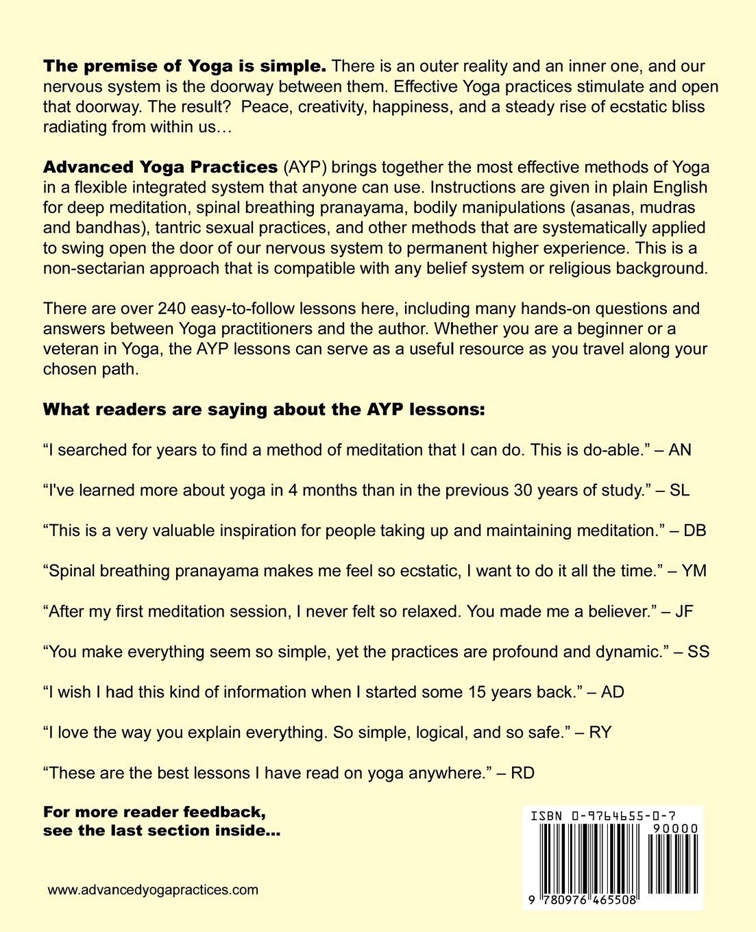 Advanced Yoga Practices Easy Lessons For Ecstatic Living Amazon In Yogani Books