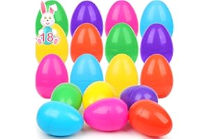 NEWBEA Jumbo Easter Eggs, 18Pcs Large Fillable Easter Egg 6 Inch Assorted Colors, Gaint Easter Eggs Plastic for Hunt Party Supplies, Large Enough to Hold Toys, Candy and Stuffed Animals