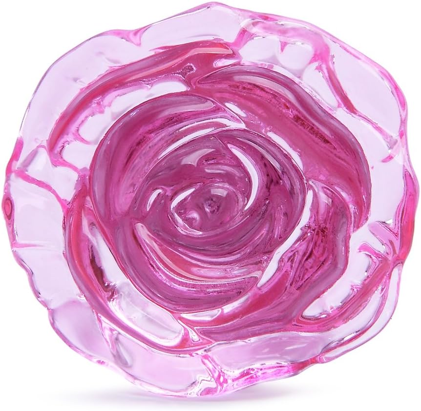Drawer Knobs 12 Pack Puqu 50mm Rose Shaped Pink Crystal Glass