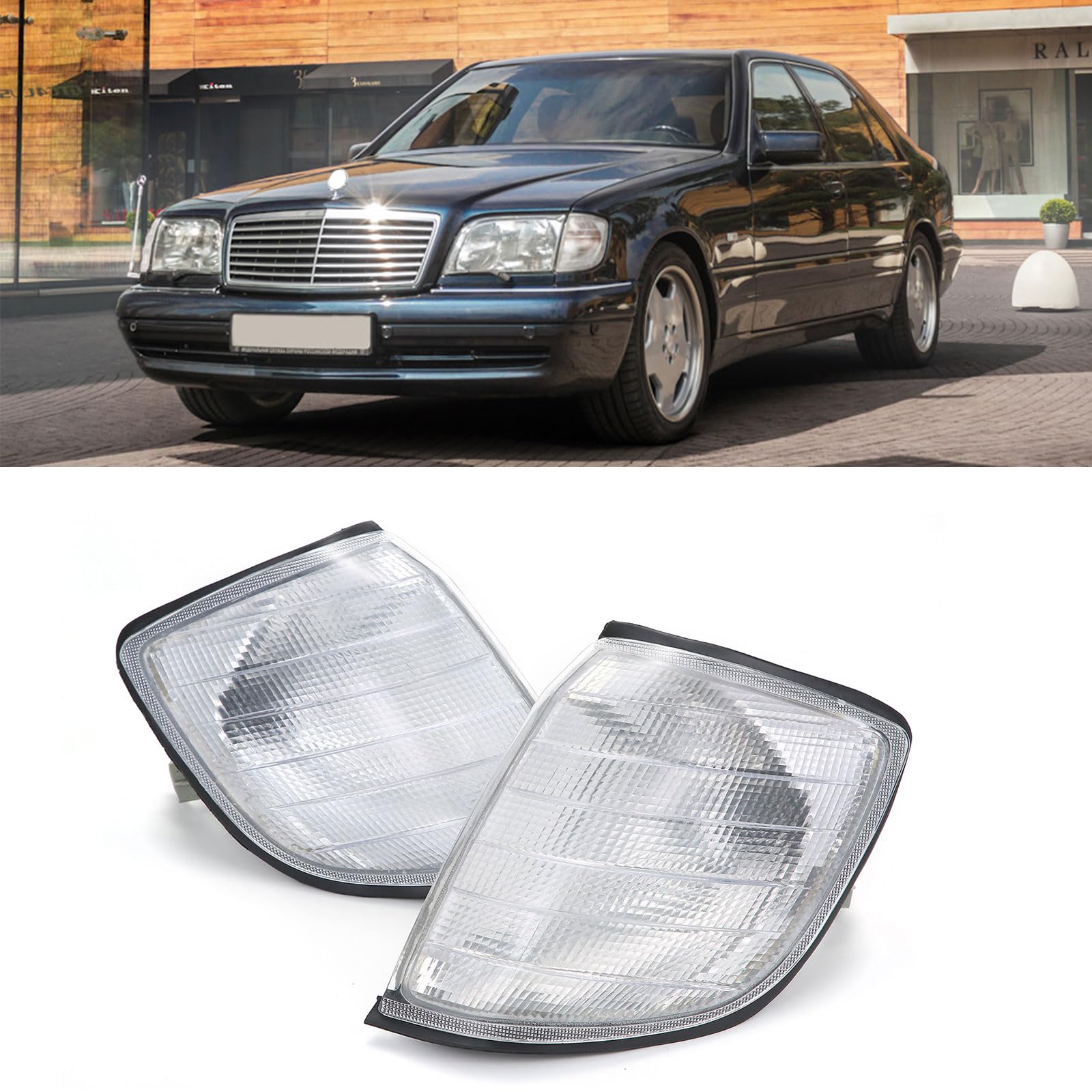 Photo 1 of BINB ROAD Front Turn Signal Corner Light 1408260543 + 1408260643 Compatible with Mercedes Benz S320 S420 S500 S600 W140 1992-1999,Left+Right