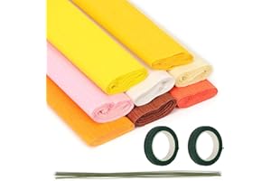 Glarks 8 Colors Wide Crepe Papers Rolls Kit for DIY Flower Making, Include 8 Rolls 9.84in x 8.2ft Crepe Paper Sheets, 20pcs 1