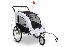 PEXMOR 2-in-1 Dog Bike Trailer & Stroller, Universal Hitch, Pet Cart Bike Wagon Cargo Carrier with Shock Absorber & Universal Wheel