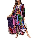 Kaftan Dresses for Women Plus Size Flowy Cover Up Batwing Sleeve Beach Dress Swimsuit Loungewear Lightweight Maxi