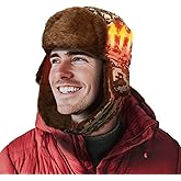 Eomsezer Heated Trapper Hat Warm Winter Hats with 7.4V Rechargeable Battery, Faux Fur Hunting Outdoor Hat for Men Women