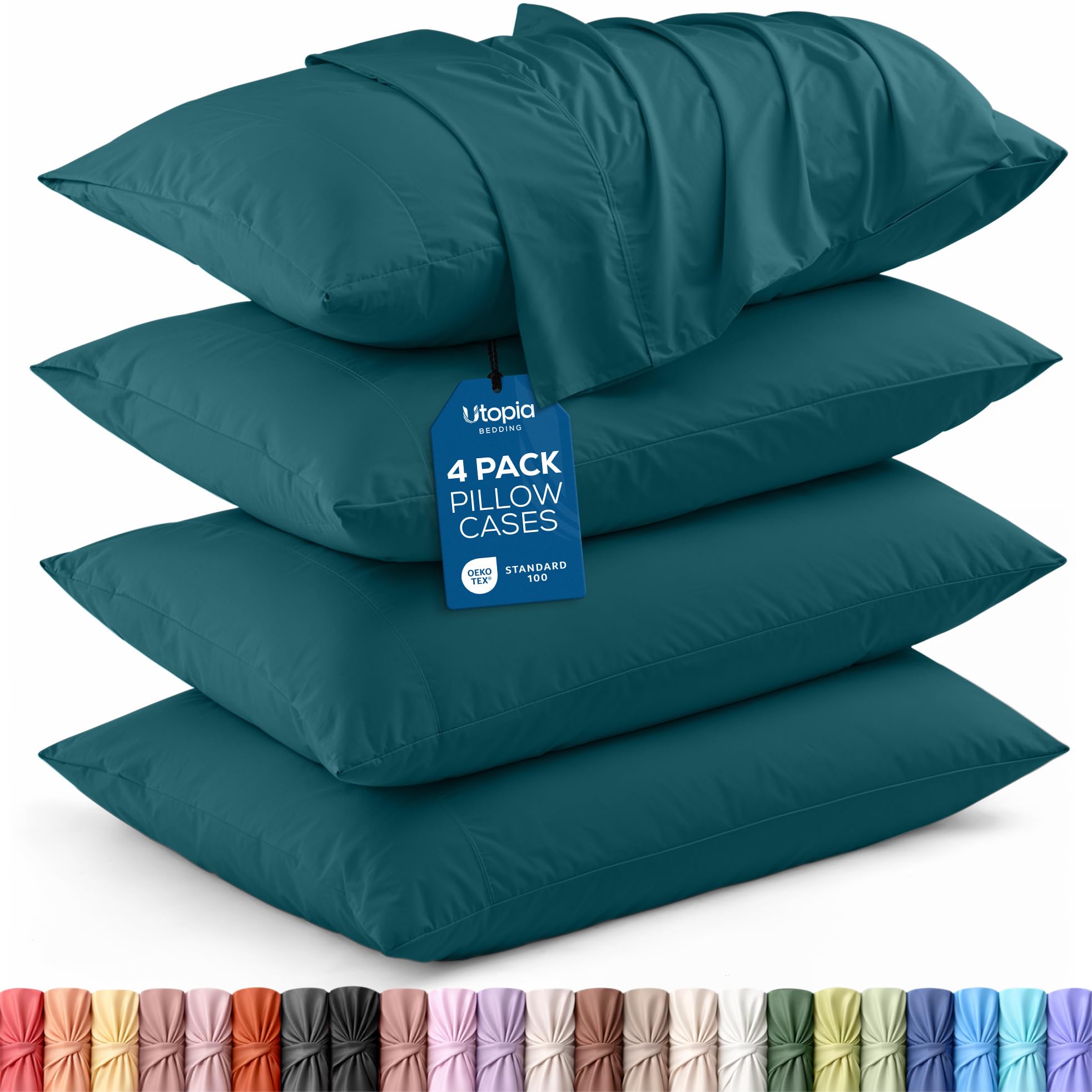 Utopia Bedding Queen Pillow Cases - Pack of 4 - Envelope Closure - Soft Brushed Microfiber Fabric - Shrinkage and Fade Resistant Pillow Covers Queen Size 20 X 30 Inches (Teal)