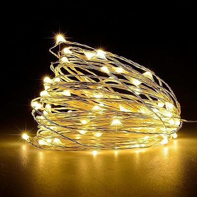Jsdoin 50 LED Battery Fairy Lights 5M 16ft Warm White Indoor Outdoor Decor