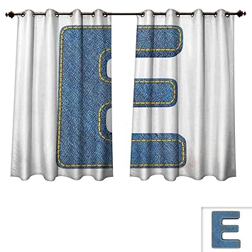 Amazon Com Letter E Bedroom Thermal Blackout Curtains Denim Blue