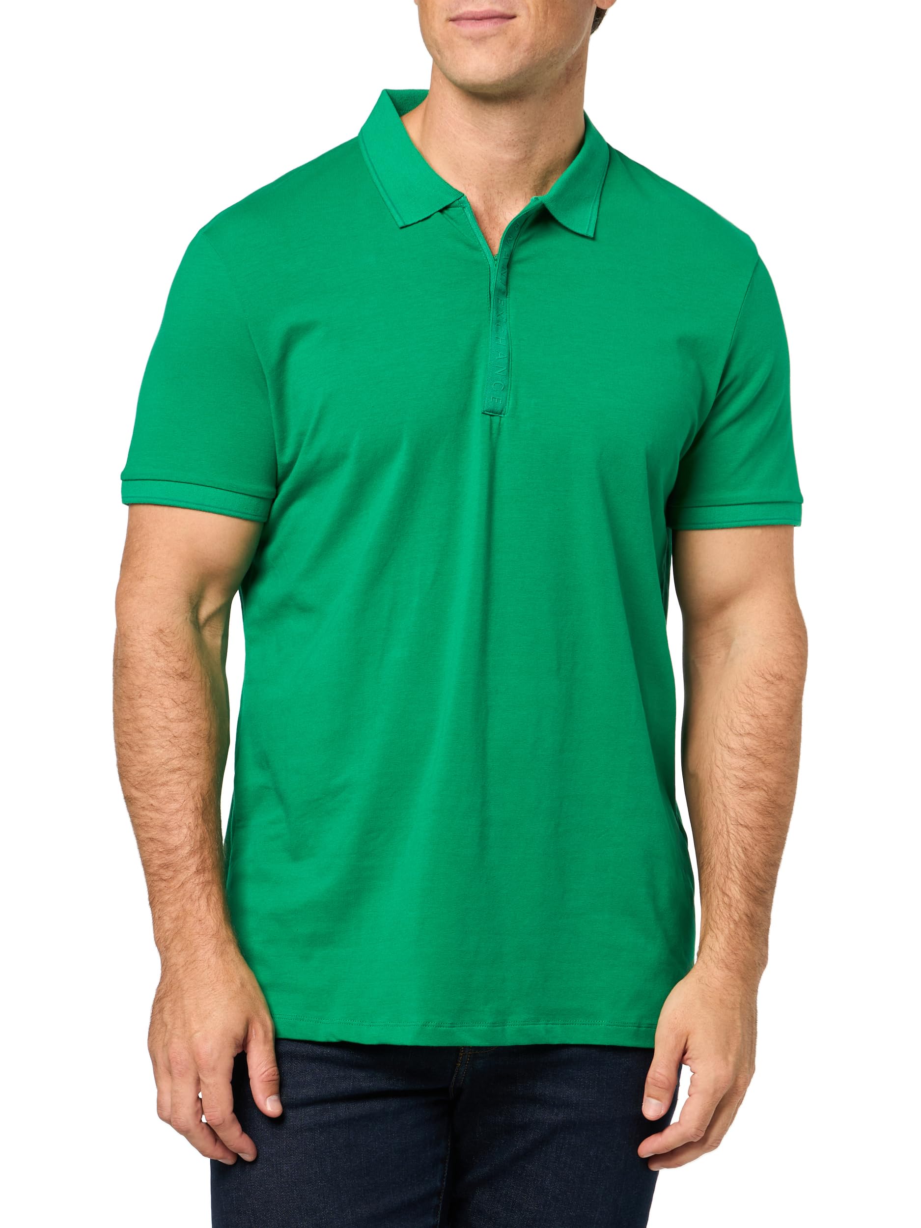 Armani Exchange Men's Slim Fit Stretch Cotton Jersey Logo Zip Polo Green Tambourine, XS Image