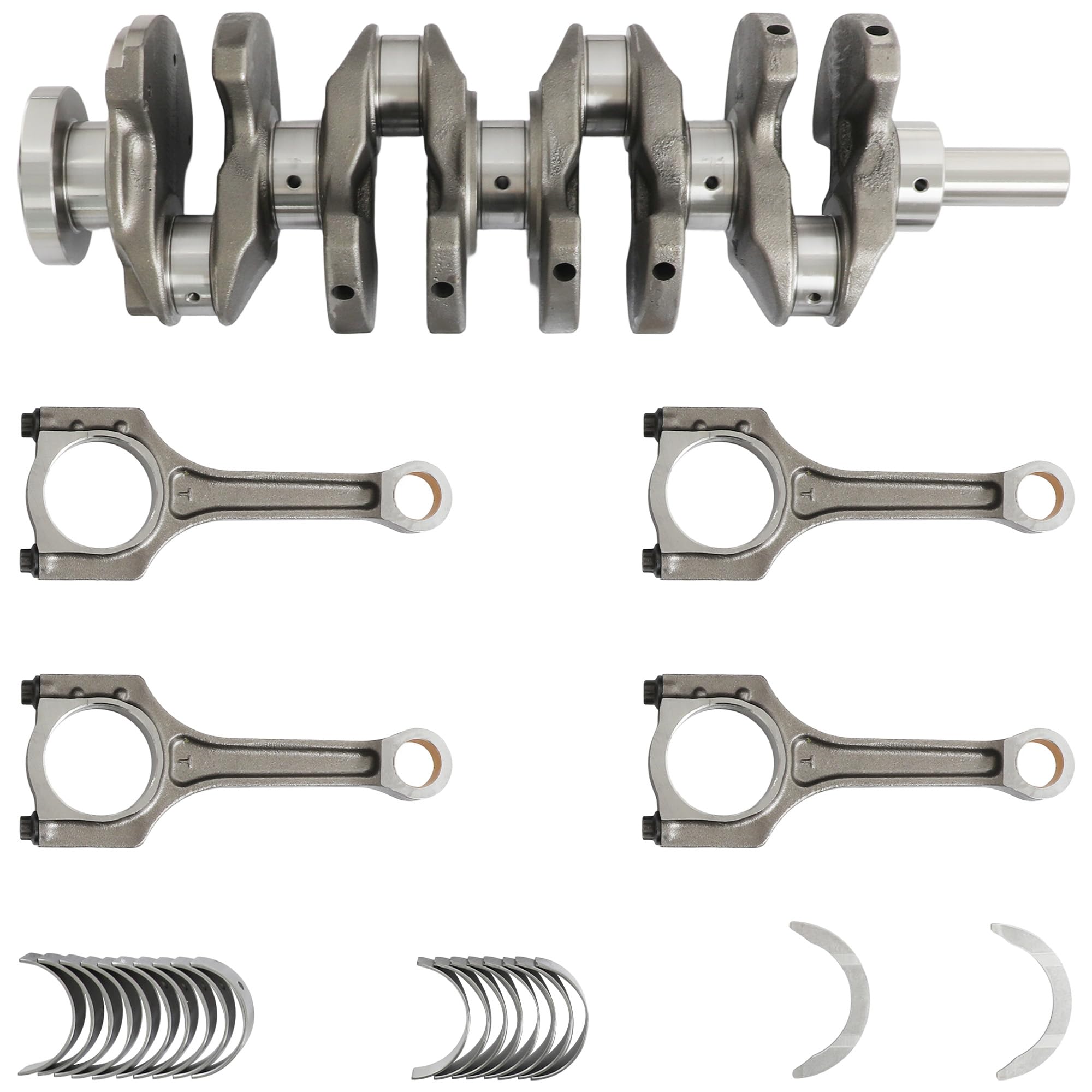 Photo 1 of 2.0T Engine Crankshaft w/Connecting Rods Bearings Fit For HYUNDAI Sonata KIA Genesis Coupe Santa Fe Sonata Optima Sportage G4KH G4KF 2008-2016 2.0T Replace OE 23111-2G400, 23510-2G430, 23510-2G440