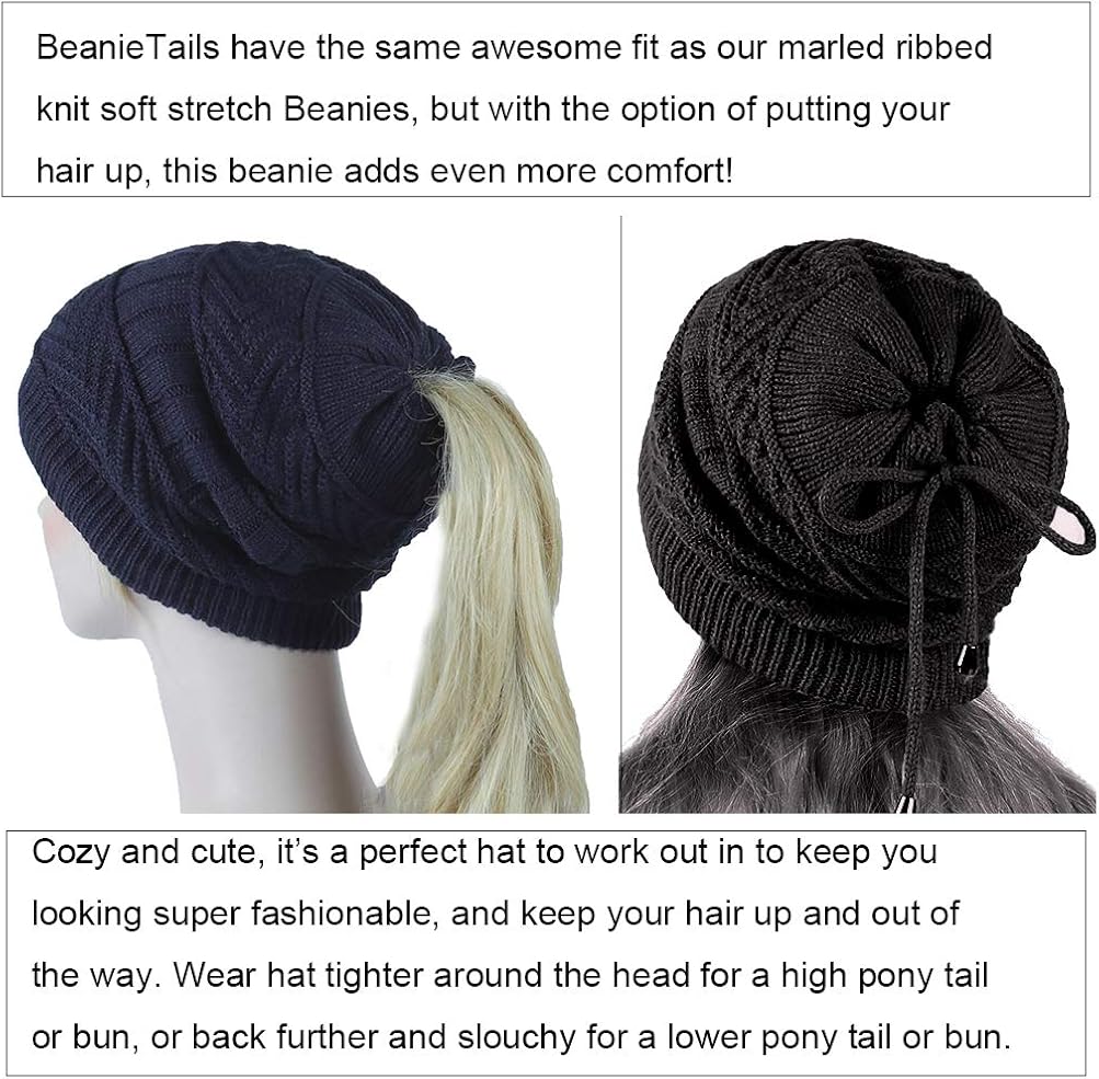 Wintercode Womens Ponytail Messy Bun Beanie Hat Touchscreen