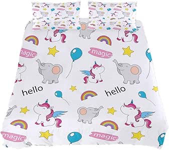 Unicornio elefante animal funda de edredón extra larga doble lavado 3