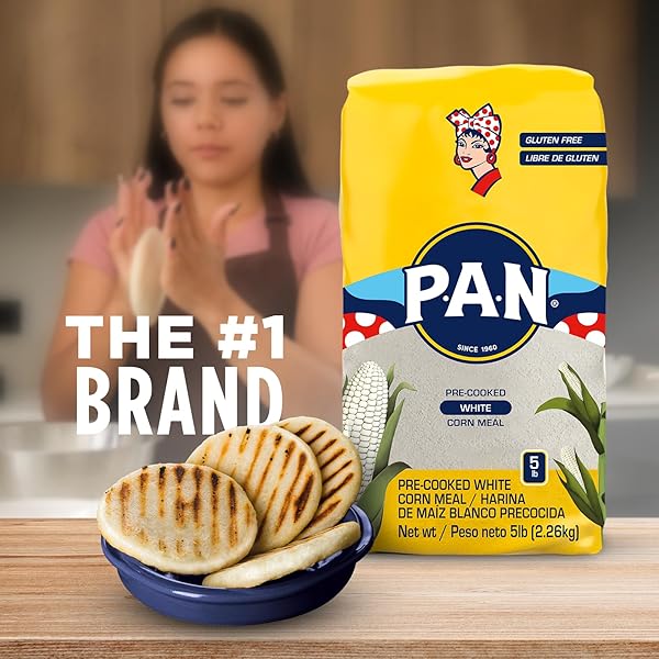 P.A.N. WHITE CORN MEAL – PRE-COOKED GLUTEN FREE AND KOSHER FLOUR FOR AREPAS (5 LB/PACK OF 1)