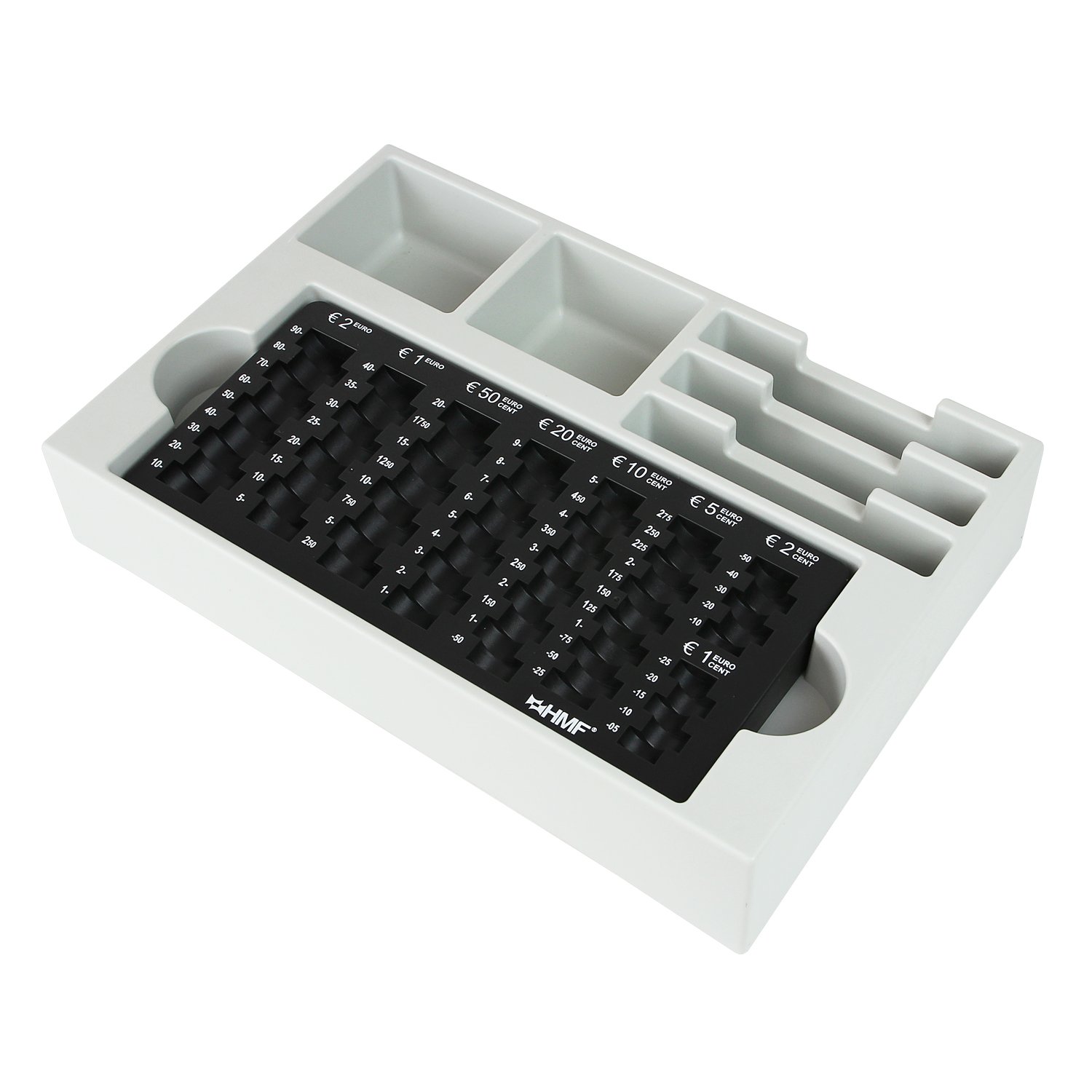 HMF 3210-02 EURO Coin Counter Tray, 3 Bill Compartments, Noteholder, 35 x 23,5 x 7 cm, black