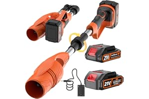 LORDHOO Leaf Blower Cordless with Battery and Charger, 290000 RPM, Folding & Lightweight Turbo Jet Blower for Lawn, Yard, Sidewalk Cleaning-(Orange)