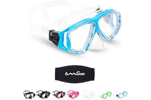 OMGear Swim Mask Dive Goggles Swimming Goggles with Nose Cover Snorkeling Gear Junior Adult Snorkel Mask for Scuba Diving Spearfishing Neoprene Strap Impact Resistance
