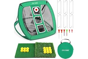 ZNCMRR Pop Up Golf Chipping Net, Indoor/Outdoor Golfing Target Net Collapsible Portable Golf Hitting Net with 15 Training Balls and 2 Hitting Mats for Backyard Driving and Swing