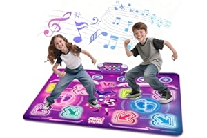Amy & Benton Upgraded 2-Player Dance Mat for Toddlers 3-5,Dance Mat Toys for 4-8 Year Old Kids,Light Up Play Mat 8-Button with Bluetooth,Electronic Music Games Birthday for Girls Boys
