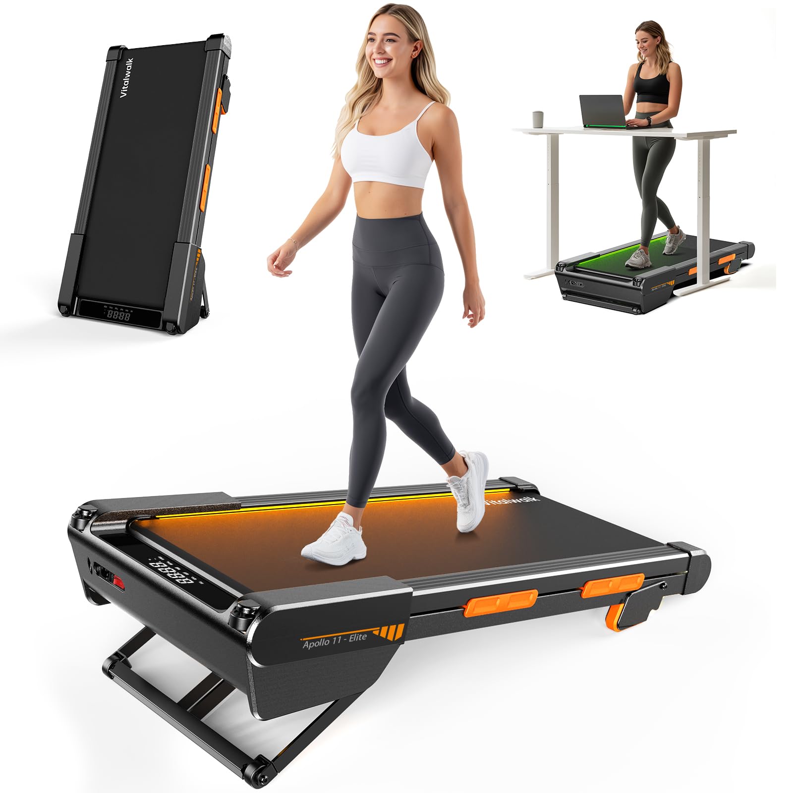 Photo 1 of ***MISSING STAND***
Walking Pad Treadmill with Incline, Full Deck, Auto Incline 12%-20%, 400/350lbs Capacity, Vitalwalk Compact Under Desk Treadmills for Home Office, 3.0HP Brushless, Vertical Store, Apollo 11 Elite