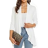 YnimioAOX Women's Cardigan Lightweight Open Front 3/4 Sleeves Draped Ruffles Knit Cardigan Sweaters
