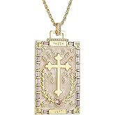HZMAN Cross Necklace for Women Dainty Enamel 18K Gold Plated Square Necklace Pendant Jewelry Gift