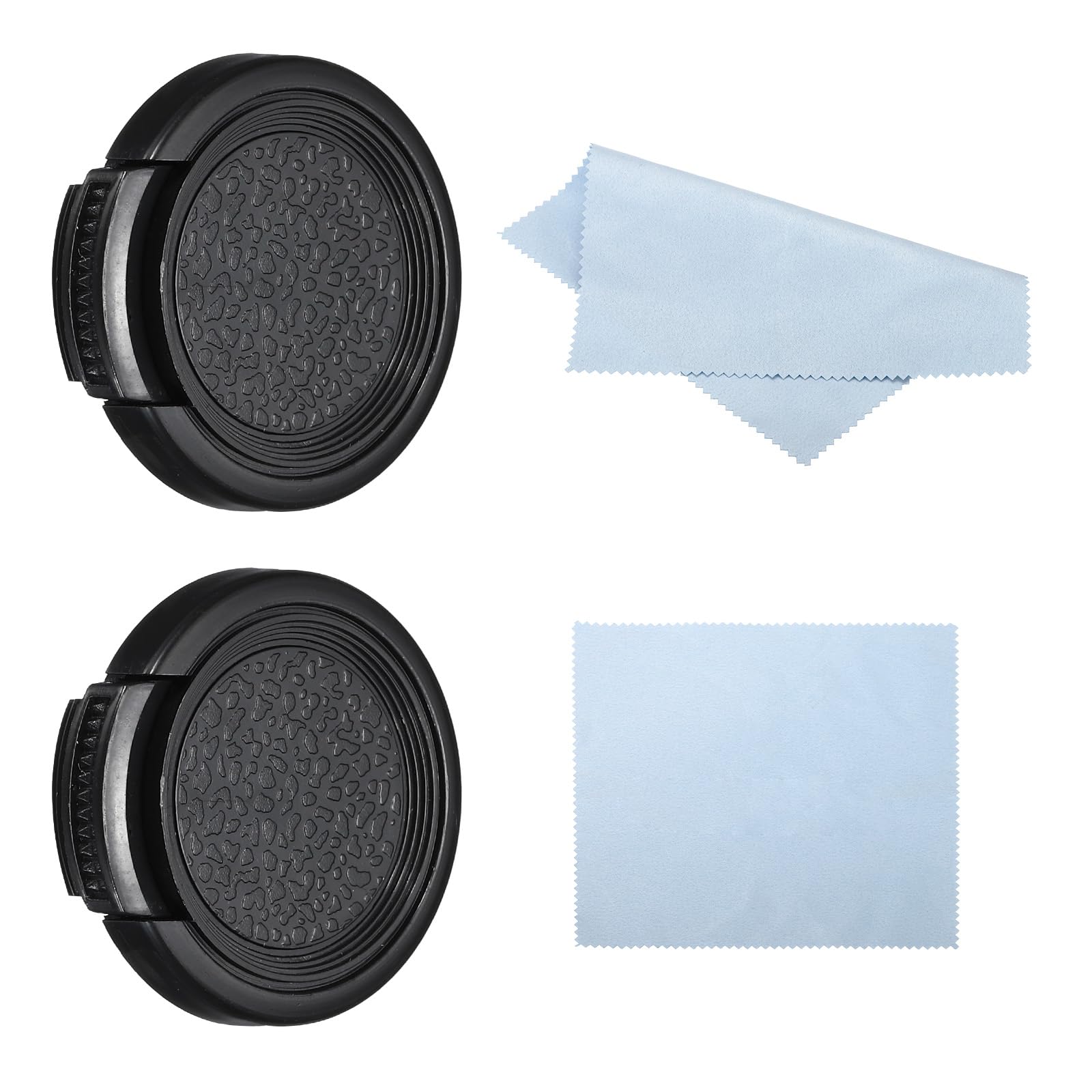 PATIKIL 30mm Lens Cap, 2 Pack Sides Pinch Snap Camera Lens Cover for Front Lens with Cloth, Suitable for 30mm Thread Universal DSLR Lenses, Black for Nikon, for Fujifilm, for Pentax