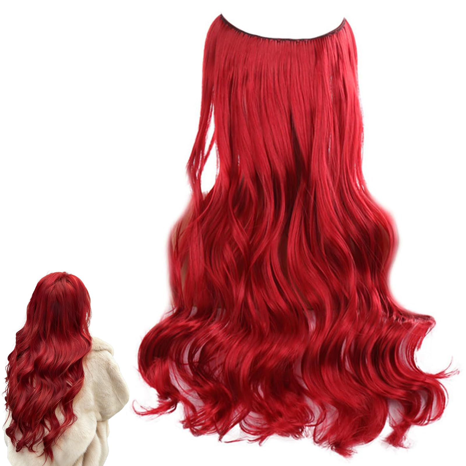 Invisible Wire Hair Extensions Friendly Synthetic Curly Hair Extension Wavy Hairpieces for Women 1025