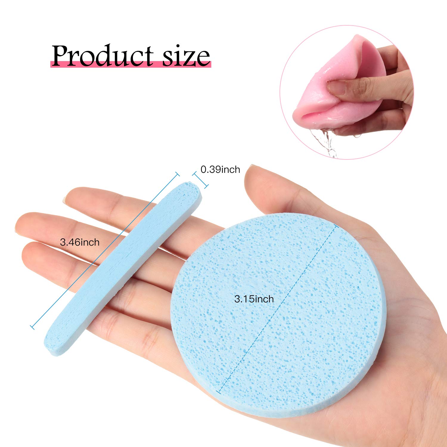 120 Pieces Compressed Facial Sponge Face Cleansing Sponge Makeup Removal Sponge Pad Exfoliating Wash Round Face Sponge for Women Girls, Pink, Yellow, Blue : Beauty