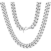 ChainsPro 14-30" Mens Sturdy Miami Cuban Chain Necklace, 5/7/9/12MM Width, 316L Stainless Steel/18K Gold Plated (Send Gift Box)