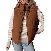 IDEALSANXUN Womens Corduroy Puffer Vest Fall Winter Sleeveless Quilted Jackets