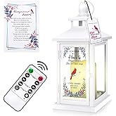 SerPro 14" Memorial Lantern - Sympathy Gifts for Loss of Loved One with Remote Control LED Candle, Bereavement Gifts for Loss of Mom/Dad, Home Memorial Decor & Funeral Keepsake - White