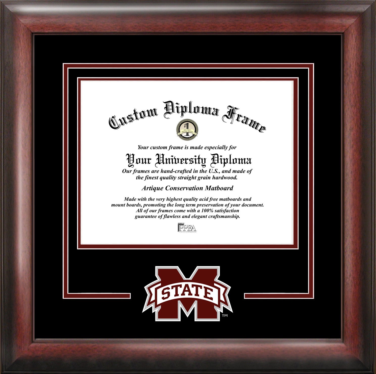 Campus Images NCAA Mississippi State Bulldogs Spirit Diploma Frame 8.5 x 11 Inches Mahogany