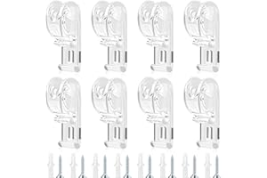 MOZEAT LENS 8 Pcs Roller Shade Clear Saftey Chain Retainer and Cord Guide Curtain P Clip Blind Cord Holder, Fixation Hook Bead Chain Tension Device with Screws for Roller Vertical and Roman Shades