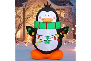 GOOSH 4.2 FT Christmas Inflatables Outdoor Decoration Penguin Inflatables Christmas Blow Up Yard Decorations with LED Lights Christmas Inflatables for Holiday Party Yard Garden Decor