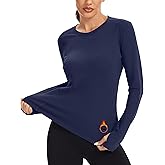 MathCat Thermal Shirts for Women Fleece Lined Long Sleeve Thermal Tops Base Layer Winter Gear Running Athletic Underwear