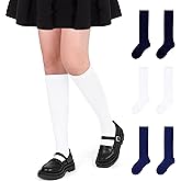 YMYDYFC Girls Knee High Socks 3Packs Kids Toddler School Uniform Dress Sock