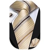 Hi-Tie Mens 70 inches Tie Set Extra Long Necktie With Cufflinks Handkerchief For Big and Tall Men Business Wedding