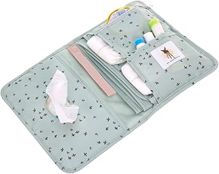LÄSSIG Baby Windeltasche mit Wickelunterlage für unterwegs/Changing Pouch Floral mint, Türkis ( Mint)
