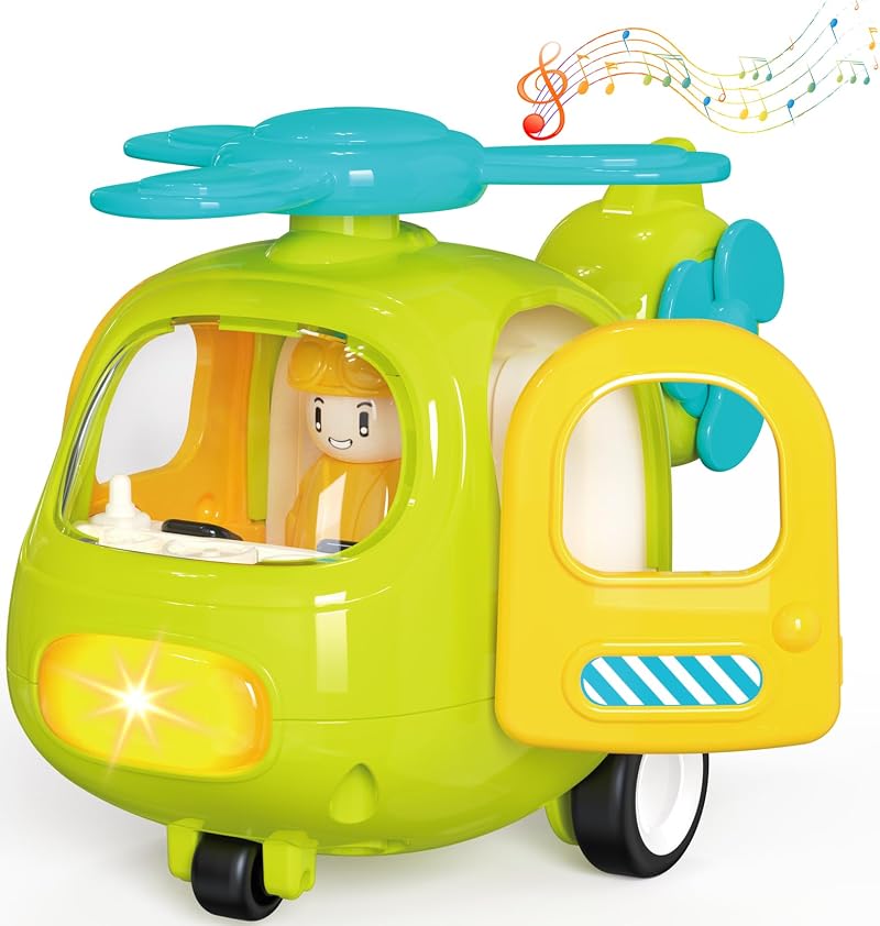 Yerloa Kids Airplane Toy Helicopter Music Lights Toddler Birthday Gift 1-4 Year