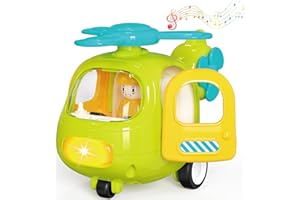 Yerloa Kids Airplane Toys for Toddlers 1-3 Helicopter Toy Planes 2-4 Birthday Gift for 1 2 3 4 Year Old Boy w/Music & Lights Outdoor Toys Push Go Car Construction Vehicle Outside Baby Sand Beach Truck