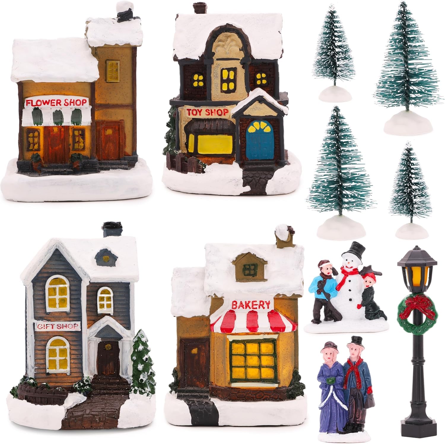 Toyland® Mini Christmas Village & Shop Scene with LED Lights (12 PIECE SHOP)