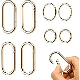 Hpgoxkd Gold Carabiner Clip,Metal Oval Carabiner Gold,Purse Clip & Alloy Round O Ring Clip for Keys, Bag, Buckle,Handbag, Crafts,Purse Strap Extender for Bags