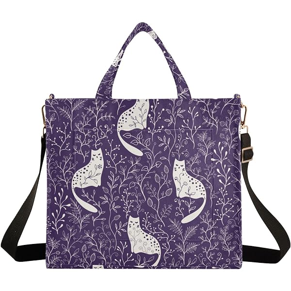 OTVEE Women's Corduroy Tote Bag - Adjustable Strap Shoulder Bag With American Newspaper Print