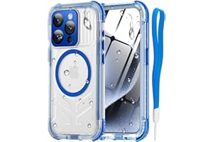 Haireca for iPhone 15 Pro Max Waterproof Case, [Built-in Lens & Screen Protector] [IP68 Underwater] [15FT Military Shockproof], Frosted Back Full Body Protection 15 Pro Max Phone Case 6.7", Blue