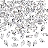 FINGERINSPIRE 100 Pcs Horse Eye Glass Rhinestones Gems Pointed Back Rhinestone 0.6x0.3x0.2 inch Clear Jewels Embelishments with Silver Plated Back Crystals Rhinestones for Costume Making DIY Craft